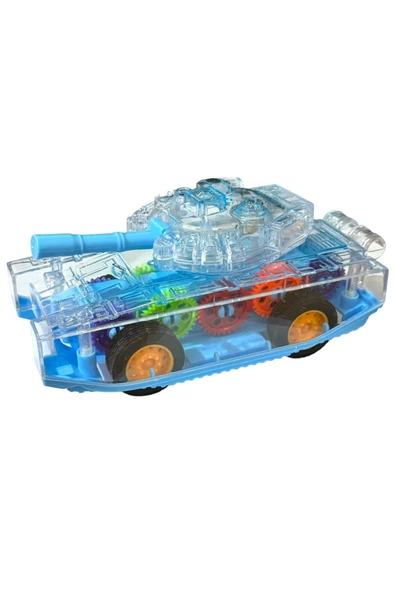 Sürtmeli Şeffaf Işıklı Tank Askeri Araç 15 Cm MAVİ - 4