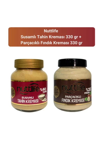 Nuttlife Susamlı Tahin Kreması 330 gr+Parçacıklı Fındık Kreması 330 gr