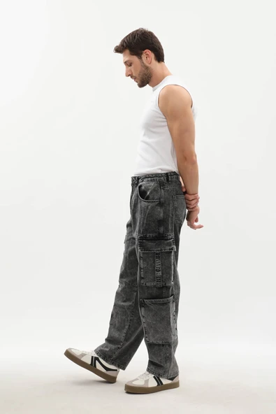 Erkek Kargo Cepli Jean Pantolon - Resim 4