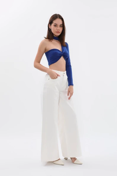 Kadın Beli Lastikli Loose Fit Jean Pantolon - 2