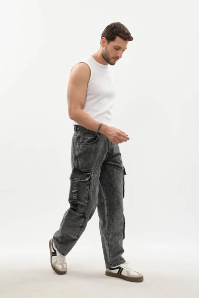 Erkek Kargo Cepli Jean Pantolon - Resim 5