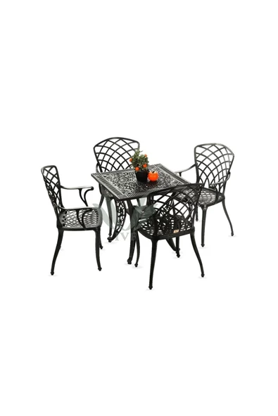 IVF HİTİT model ferforje görünümlü PLASTİK KARE masa ve sandalye takım 4 sandalye 1 masa - Resim 2