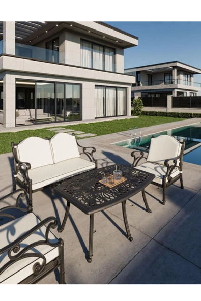 IVF Bodrum Model Plastik Ferforje Görünümlü Oturma Grubu Bahçe Takımı - Resim 2