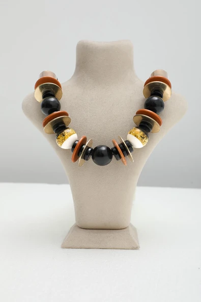 Altın Varak Şeritli ve Toplu Kolye - 3