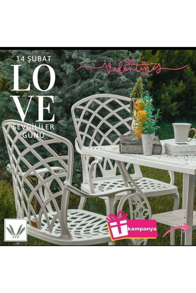 IVF HİTİT model ferforje görünümlü PLASTİK KARE masa ve sandalye takım 4 sandalye 1 masa - Resim 2