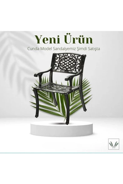 IVF CUNDA model Ferforje Görünümlü PLASTİK KARE masa ve sandalye takım 2 sandalye 1 masa - Resim 2