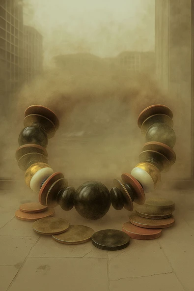 Altın Varak Şeritli ve Toplu Kolye