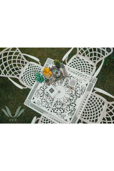 IVF HİTİT model ferforje görünümlü PLASTİK masa ve sandalye takım 4 sandalye 1 masa - Resim 3