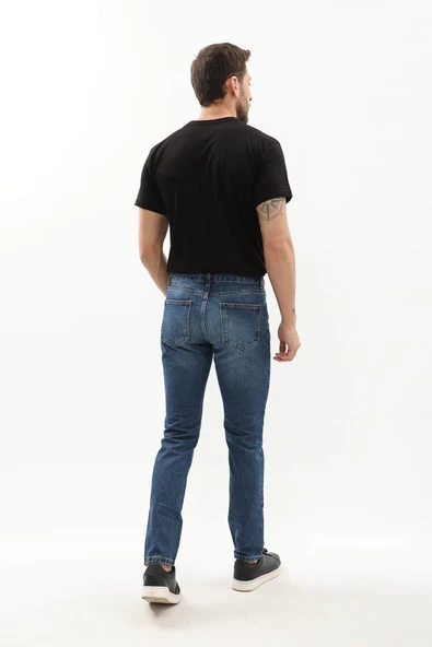 Erkek Regular Fit Mavi Jean Pantolon - 5