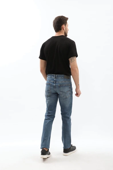 Erkek Koyu Mavi Regular Fit Jean Pantolon - 5