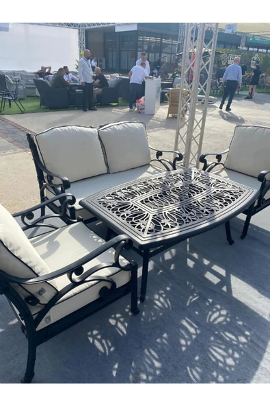 IVF Bodrum Model Plastik Ferforje Görünümlü Oturma Grubu Bahçe Takımı - Resim 3