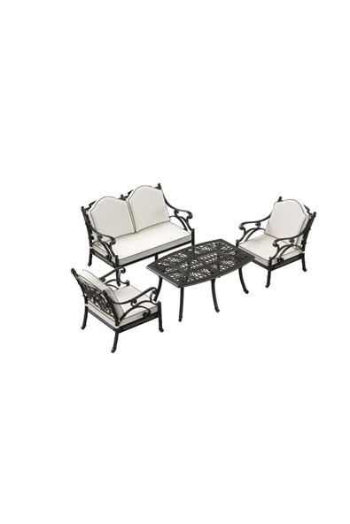 IVF Bodrum Model Plastik Ferforje Görünümlü Oturma Grubu Bahçe Takımı - Resim 6