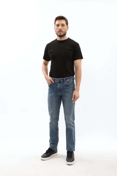 Erkek Koyu Mavi Regular Fit Jean Pantolon