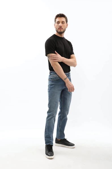 Erkek Koyu Mavi Regular Fit Jean Pantolon - 11