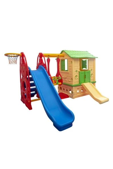 IRMAK OYUNCAK Oyun Evi Büyük Set - Kaydıraklı Oyun Evi Ve Kaydırak, Salıncak - Anaokulu - Kreş - Çocuk Kaydırak - 3