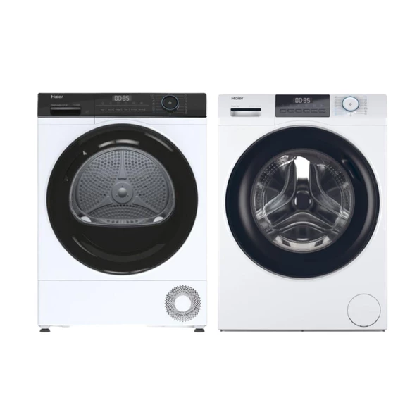 Haier HW100-BP14929A-S Çamaşır Makinesi-HD100-A2939E-TR 10 kg Wi-Fi + Bluetooth Bağlantılı Isı Pompalı Kurutma Makinesi 10 kg