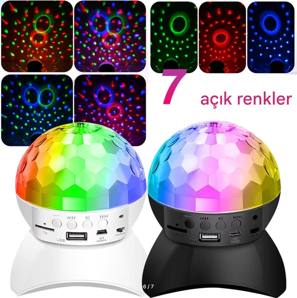 QASUL MÜZİK KUTUSU ŞARJLI DÖNEN DİSKO TOPU EV PARTİ IŞIK GÖSTERİMİ RGB LED BT/USB/SD - 3