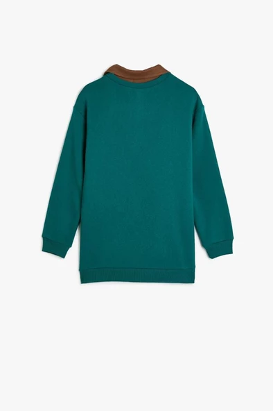 Koton Erkek Çocuk Gömlek Yaka Sweatshirt Baskı Detaylı Uzun Kollu - 2