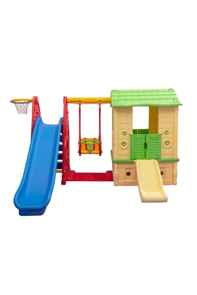 IRMAK OYUNCAK Oyun Evi Büyük Set - Kaydıraklı Oyun Evi Ve Kaydırak, Salıncak - Anaokulu - Kreş - Çocuk Kaydırak - 2