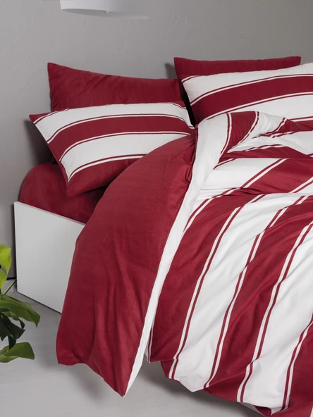 Cozy Home Festive Çift Kişilik Lastikli Çarşaflı Nevresim Takımı Jolly Kırmızı - Resim 3