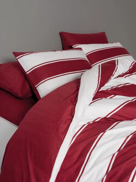 Cozy Home Festive Çift Kişilik Lastikli Çarşaflı Nevresim Takımı Jolly Kırmızı - Resim 4