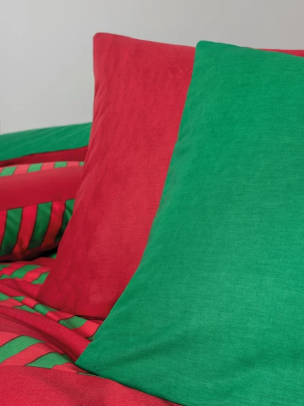 Cozy Home Festive Çift Kişilik Lastikli Çarşaflı Nevresim Takımı Holly Yeşil - 7