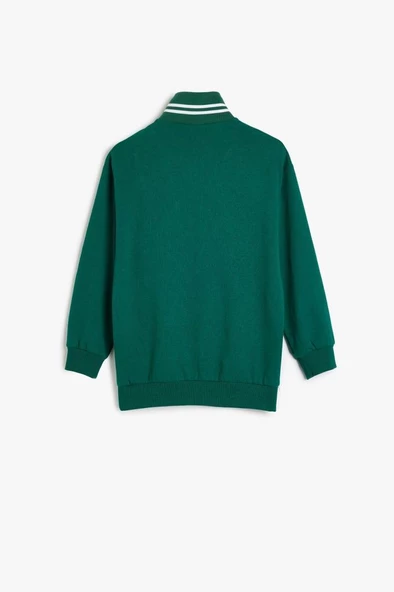 Koton Erkek Çocuk Sweatshirt Dik Yaka Yarım Fermuarlı Kolej Baskılı Pamuklu - 4