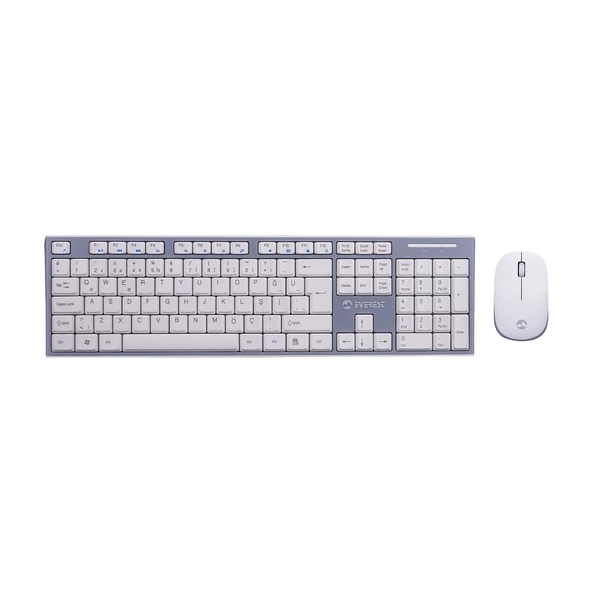 Everest KM- 6063 Beyaz/Gri Kablosuz Q Multimedia Klavye + Mouse Set