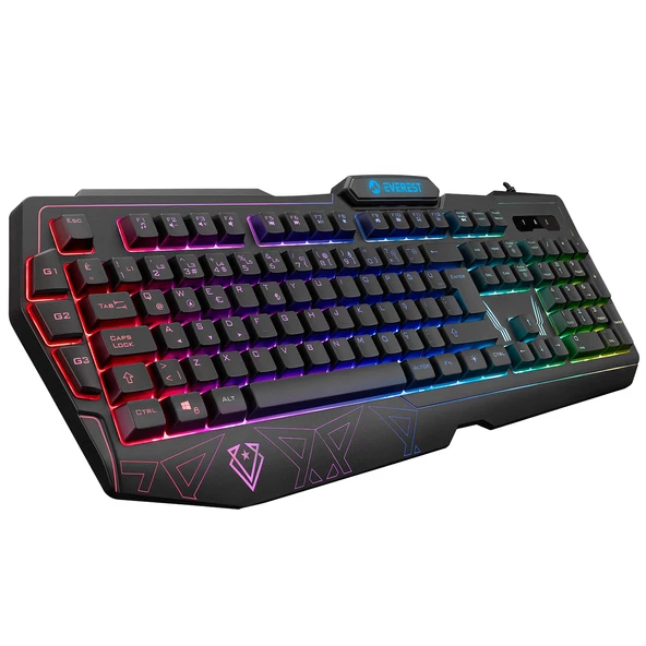 EVEREST KB-GX61 FORMULA Usb Rgb Aydınlatmalı 3 Makro Tuşlu Bilek Destekli Oyucu Klavyesi