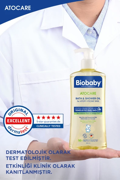Biobaby Atopiye Eğilimli Ciltler İçin Temizleyici Duş Yağı 500 ml - 2