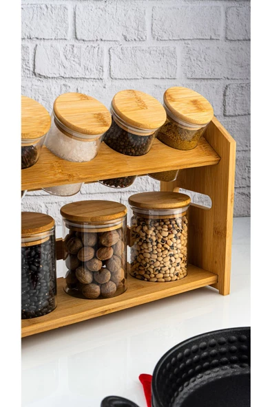 Bambum Tier 8 Parça 2 Katlı Standlı Baharatlık Seti - 2