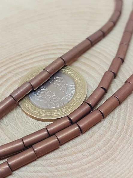 Hematit Taşı Silindir 4x8mm Dizi (54638) - Resim 2