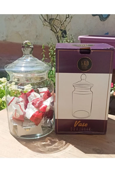 İNCEGİL HOME El Yapımı Üfleme Cam Vase Drajelik, Şekerlik, Sunumluk, Çerezlik, Çay Şeker Kavanozu - 3