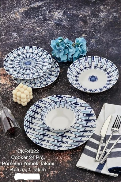 ALBAYRAK ZÜCCACİYE Cooker 6 Kişilik Porselen 24 Parça Yemek Takımı
