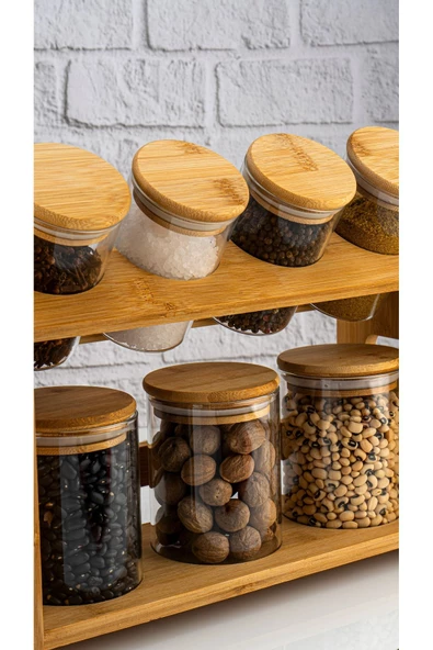Bambum Tier 8 Parça 2 Katlı Standlı Baharatlık Seti - 3