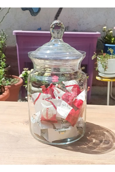 İNCEGİL HOME El Yapımı Üfleme Cam Vase Drajelik, Şekerlik, Sunumluk, Çerezlik, Çay Şeker Kavanozu - 2