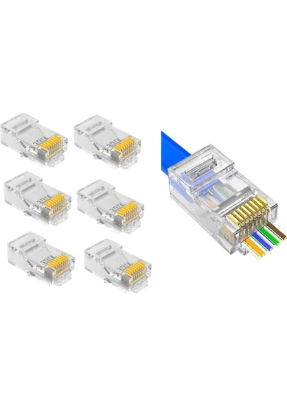 RJ45 Cat6 Yeni Nesil Deliksiz Jack Konnektör 100 Adet