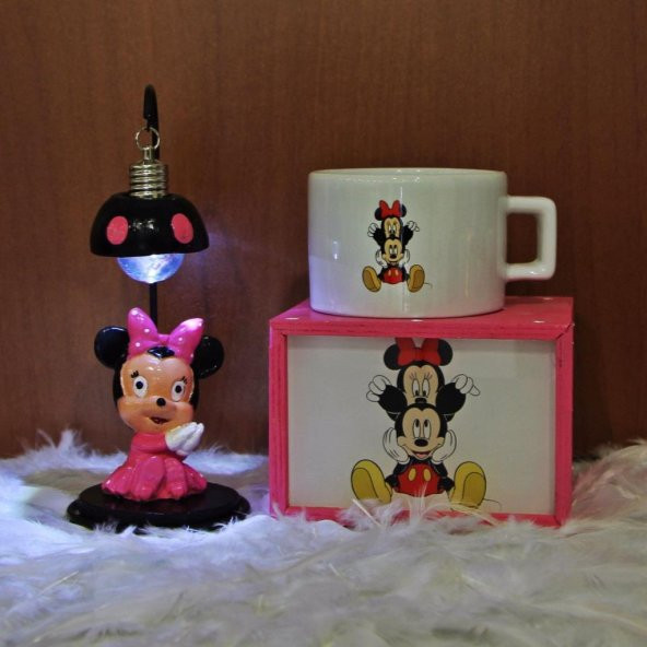 Minnie Mouse Işıklı Biblo Mickey Kutulu Kupa 2Li Hediye Seti - 1