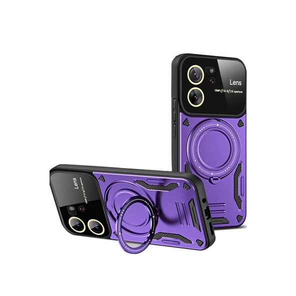 Smody Xiaomi Mi 13T Pro İle Uyumlu Kılıf Joy Lens Standlı Kapak - 4