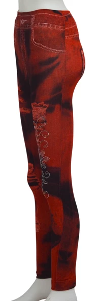 6 Adet Kot Görünümlü Desenli Renkli Kadın Tayt (no13,no19,no25) - 5