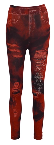 6 Adet Kot Görünümlü Desenli Renkli Kadın Tayt (no13,no19,no25) - 4