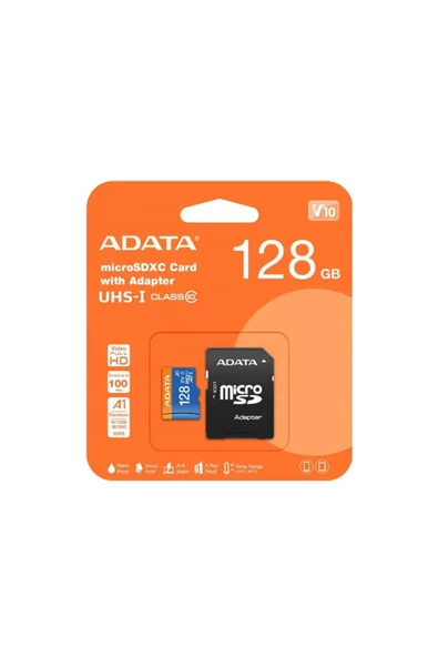 A-DATA HARİCİ DİSK HAFIZA KARTI MICRO SD 128GB PREMIER AUSDX128GUICL10A1-RA1