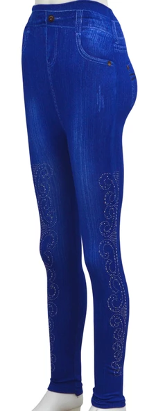 6 Adet Kot Görünümlü Desenli Renkli Kadın Tayt (no13,no19,no25) - 3