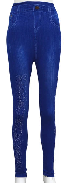 6 Adet Kot Görünümlü Desenli Renkli Kadın Tayt (no13,no19,no25) - 2