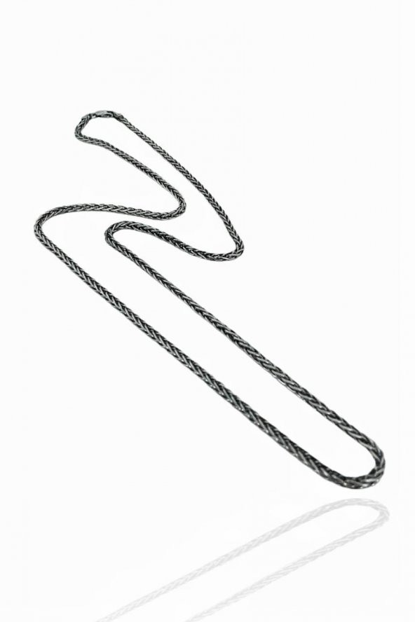 925 Gümüş Tilki Kuyruğu 60 cm 3.2 mm Erkek Zinciri Kolye - Resim 2