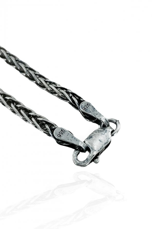 70 cm Tilki Kuyruğu 3.2 mm Erkek Zinciri Gümüş Kolye - Resim 4