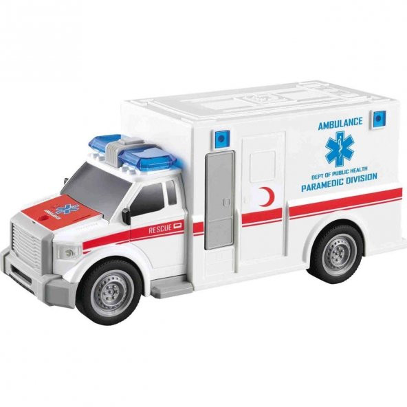 1 / 20 Ölçek Işıklı Sesli Sür Bırak Oyuncak Ambulans Rescue Me
