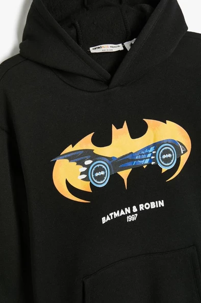 Koton Erkek Çocuk Batman Kapşonlu Sweatshirt Lisanslı Uzun Kollu - 3