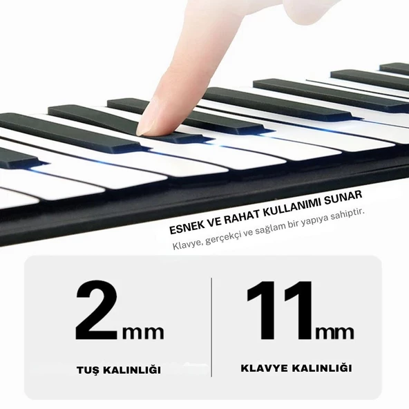 Taşınabilir Dijital Piyano: 88 Tuş, 128 Ses, USB, MIDI, Öğretim Modu ve Dahili Hoparlörler - 5