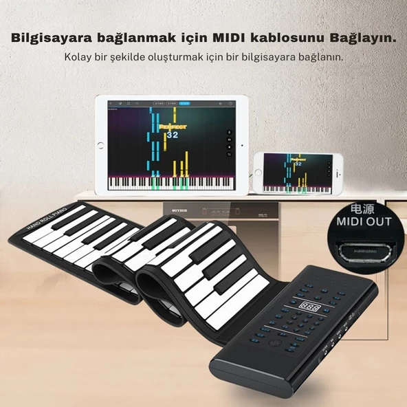 Taşınabilir Dijital Piyano: 88 Tuş, 128 Ses, USB, MIDI, Öğretim Modu ve Dahili Hoparlörler